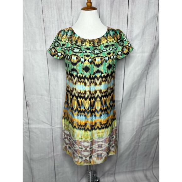 Anni Carlsson Silk Vibrant Print Shift Dress 38/4 - Picture 2 of 10